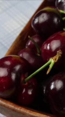 Kiraz tabağı, üst manzara, yakın çekim..