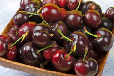 Kiraz tabağı, üst manzara, yakın çekim..