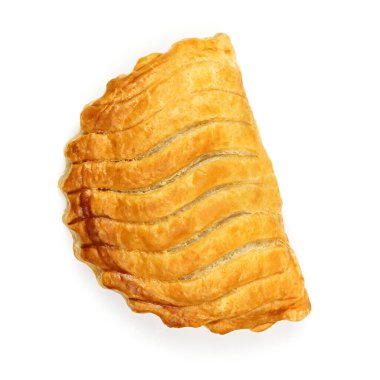 Elmalı turta, yakın plan, beyaz arkaplanda izole edilmiş.