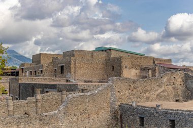 Pompei şehrinin harabe manzarası