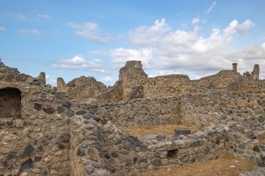 Pompei şehrinin harabe manzarası