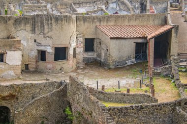 Pompei şehrinin harabe manzarası