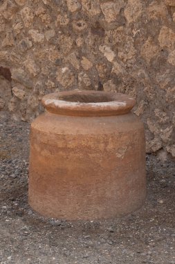 Çanak çömlek, yakın plan, Pompeii harabelerinde bulundu.