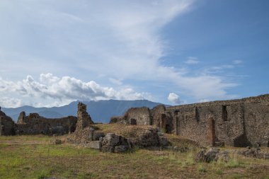 Pompei şehrinin harabe manzarası