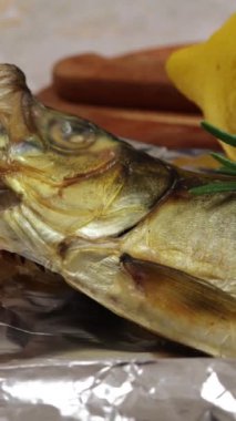 tütsülenmiş ringa balığı, yakın plan.