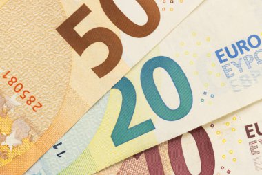 Avrupa Birliği banknotlarına yakın plan
