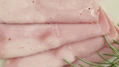 Jambon dilimleri, yakın plan.