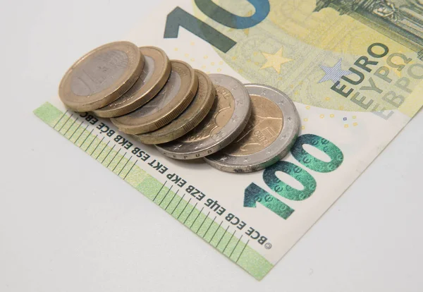 Sto Banknotów Euro Walut Unii Europejskiej Biznesu Finansów — Zdjęcie stockowe