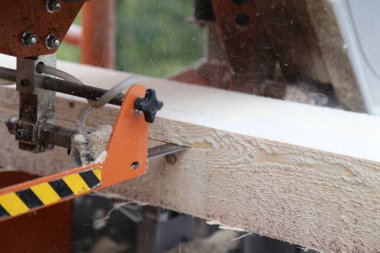 Ahşap endüstrisinde depolama ve işleme için mobil bir kereste fabrikası.