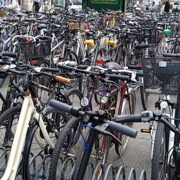 自転車や自転車の駐車場市内の自転車駐車場 — ストック写真