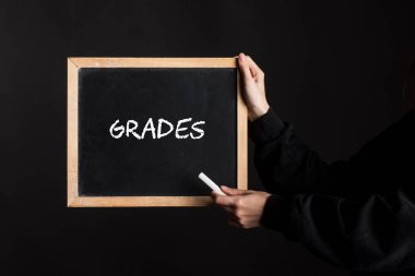 Üzerinde notlar yazan bir karatahta tabelası.