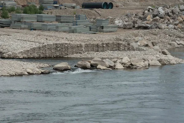 Κατασκευαστικό Σύνολο Στη Ρύθμιση Ποταμών Υδραυλική Μηχανική Και Διαχείριση Υδάτων — Φωτογραφία Αρχείου