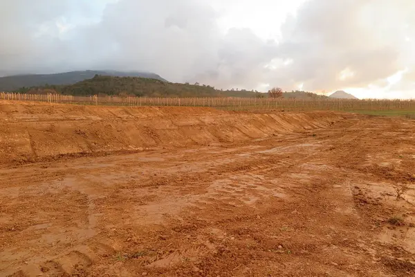 Earthworks and excavation in civil engineering on a construction site
