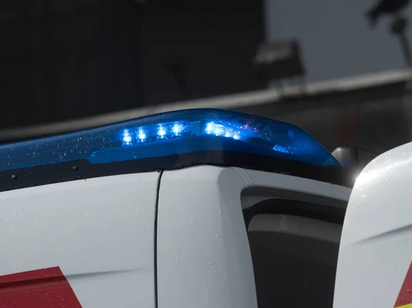 blue light signal on an ambulance vehicle during rescue operation