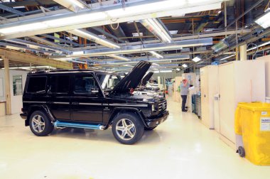 construction of the mercedes G class in graz clipart