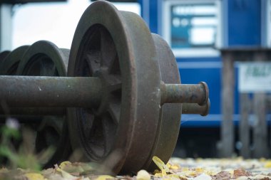 Railroad wheel of a train, transport and mobility by rail clipart