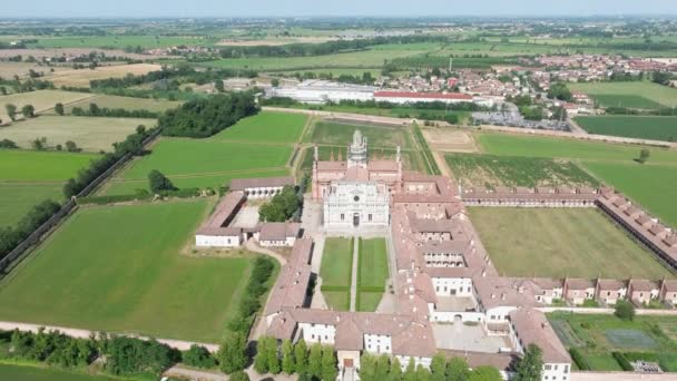 Slow Motion Uitzicht Certosa Pavia Gebouwd Late Veertiende Eeuw Rechtbanken — Stockvideo
