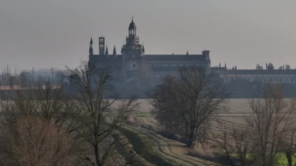 Vista Aérea Certosa Pavia Construida Finales Del Siglo Xiv Los — Vídeo de stock