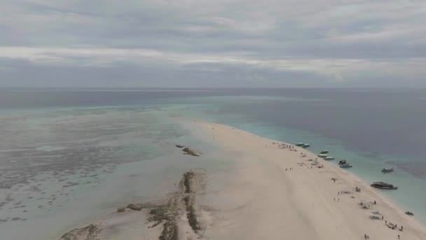 Aerial View Beautiful Nakupenda Island White Sand Beach Boats Tourists — Stock Video