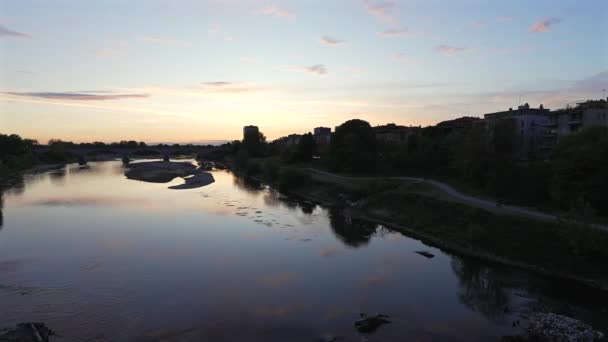 Rzeka Ticino Pobliżu Miasta Pavia Zachodzie Słońca Pavia Lombardia Włochy — Wideo stockowe