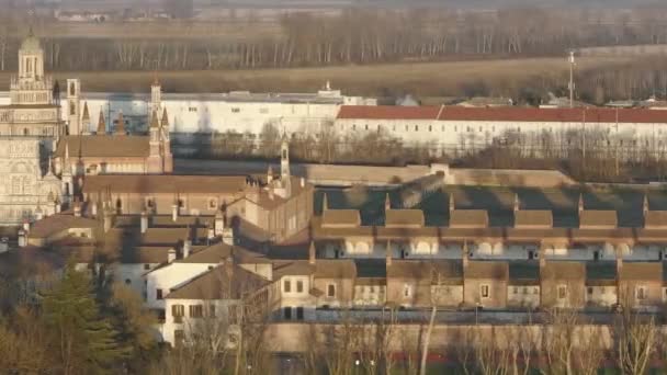 Certosa Pavia Katedrali Nin Havadan Çekilmiş Bir Fotoğrafı Çinde Bir — Stok video