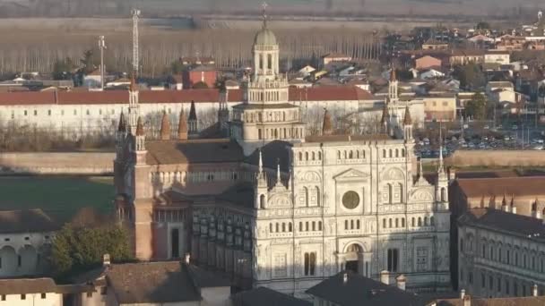 Безпілотний Знімок Над Монастирем Certosa Pavia Італії Павія — стокове відео