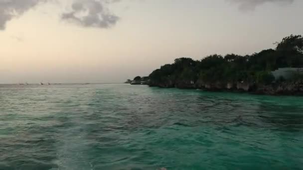 Tourné Depuis Bateau Belle Côte Zanzibar Coucher Soleil Concept Été — Video