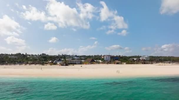 Panorama Bela Praia Zanzibar Conceito Verão Férias Despreocupadas África Tanzânia — Vídeo de Stock