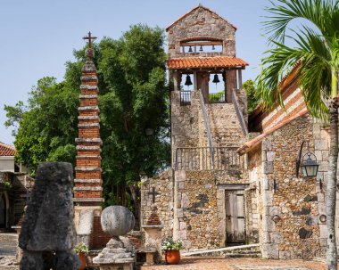 Altos de Chavon church details, a tourist attraction, re-creation of a old Mediterranean style village in La Romana near the Chavon river, Carribean travel,Dominican republic. clipart