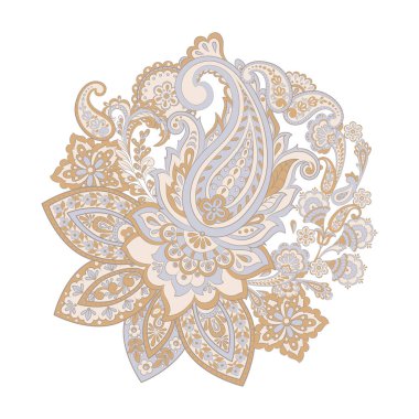 Paisley Damask süsü. İzole Vektör illüstrasyonu