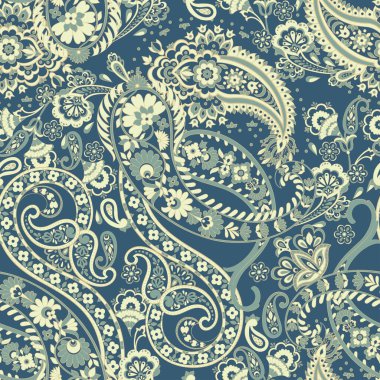 Paisley dikişsiz desen. damasör vektör arkaplanı