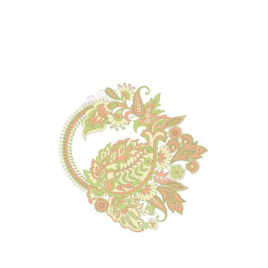 Paisley izole desen. Batik tarzı vintage illüstrasyon