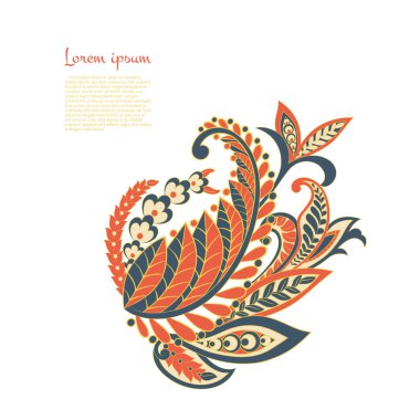 Paisley Çiçek Doğulu Etnik Düzen. Vektör Arapça Süslemesi