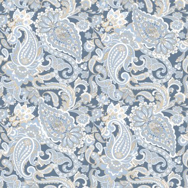 Paisley vektör kusursuz desen. Muhteşem çiçek, yapraklar. Batik tarzı resim. Eski arkaplan