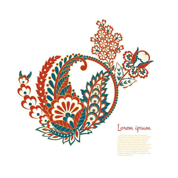Paisley Floral Oriental Aislado Patrón — Vector de stock