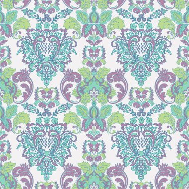 Çiçeksiz, desensiz, klasik bir çiçek. Klasik Barok duvar kâğıdı. Kusursuz vektör arkaplanı