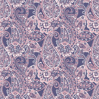 Paisley vektör seamless modeli. Fantastik çiçek yaprakları. Tekstil bohem Yazdır. Batik boyama. Vintage