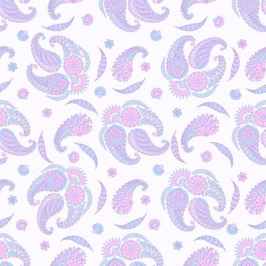 Paisley vektör seamless modeli. Fantastik çiçek yaprakları. Tekstil bohem Yazdır. Batik boyama. Vintage