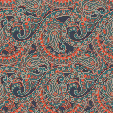 Paisley çiçekli, dikişsiz desen