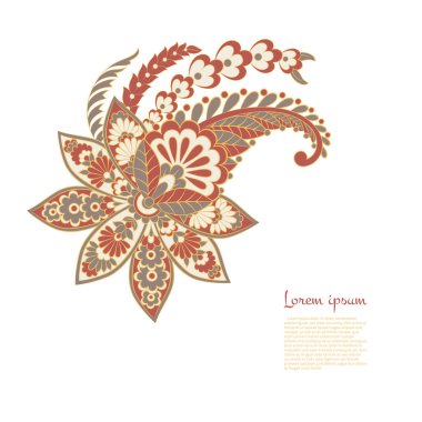 Paisley izole desen. Batik tarzı vintage illüstrasyon