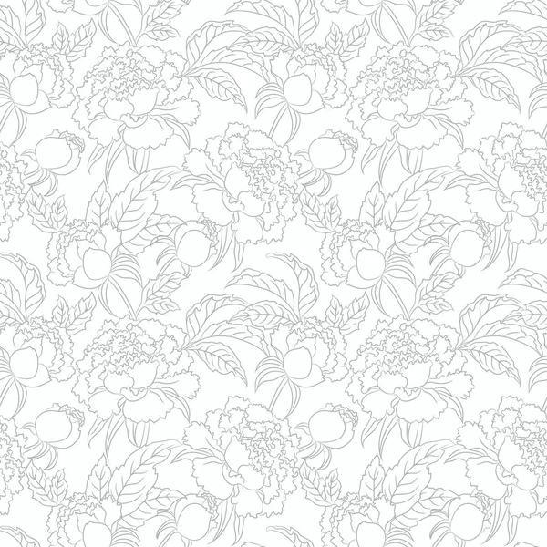 Peony Seamless Vector Patten Vector Vintage Floral Background — Vettoriale Stock