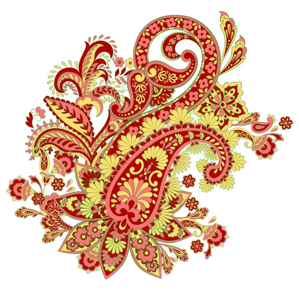 Μεμονωμένο Μοτίβο Paisley Ινδικό Στυλ Εικονογράφηση Φορέα Floral — Διανυσματικό Αρχείο