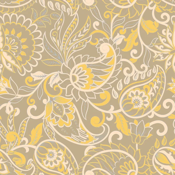 Paisley Pattern Nahtloser Textiler Hintergrund Aus Damast — Stockvektor