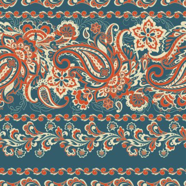 Paisley Çiçek Doğulu Etnik Düzen. Kusursuz Arap süsü. Hint kumaşlarının süsleme motifleri.