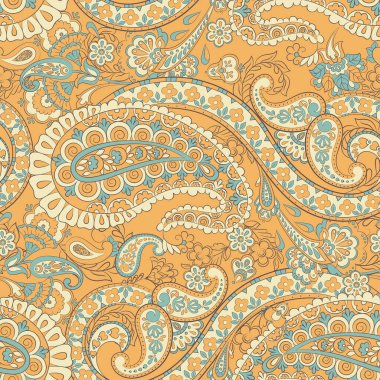 Paisley dikişsiz çiçek deseni. Vektör vintage arkaplanı