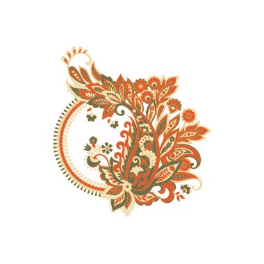 Paisley Vektör Deseni. İzole edilmiş Asya İllüstrasyonu