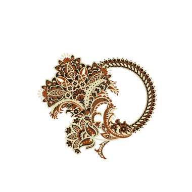 Paisley izole desen. Damask biçimi Vintage illüstrasyonu