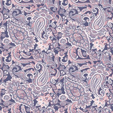 Paisley vektör kusursuz desen. Muhteşem çiçek, yapraklar. Batik tarzı resim. Eski arkaplan