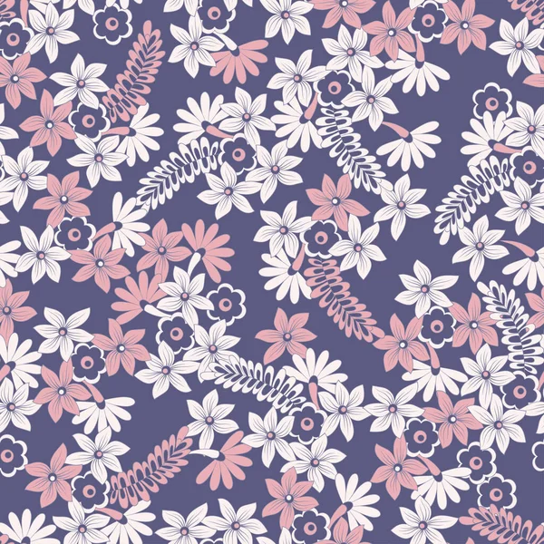 Floral Seamless Pattern Cute Vector Background — Stock Vector