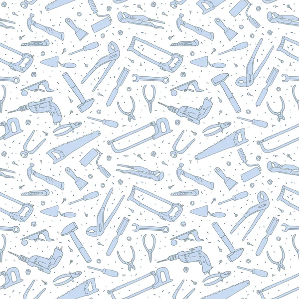 Hand Drawn Tools Seamless Pattern — Stock Vector
